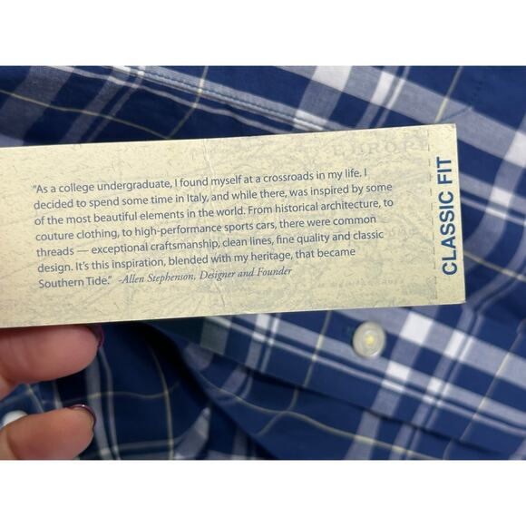 Southern Tide blue plaid long sleeves casual shirt size Small - Picture 9 of 12